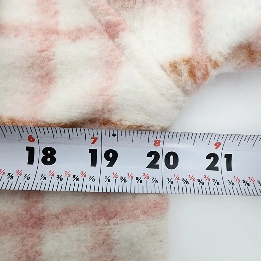 Joie‎ Women's Plaid Jacket Button Up Long Shacket In Pink White Size S/P READ